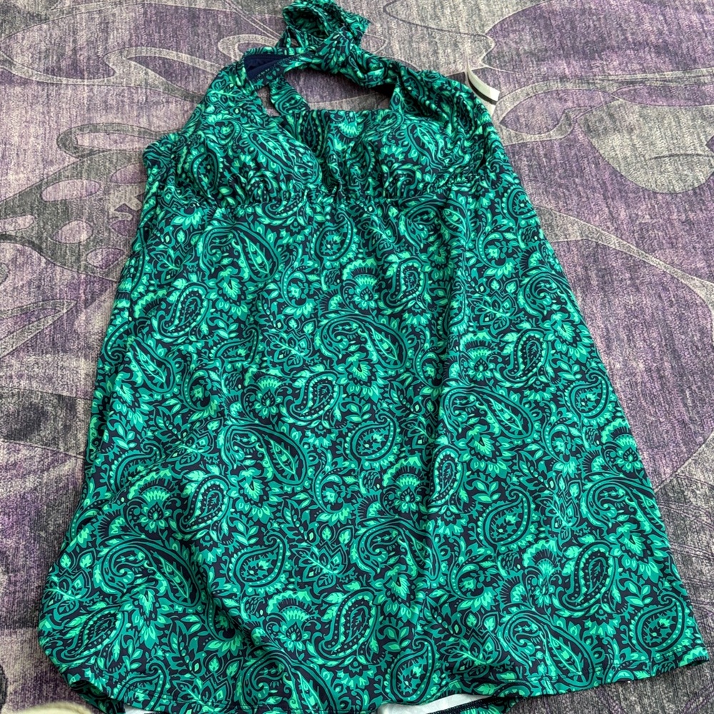 Teal Paisley Halter Dress